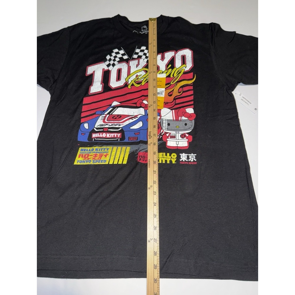 Hello Kitty Men T-Shirt Large Tokyo Japan Racing Sanrio Cartoon Cotton Black NWT - Picture 6 of 7